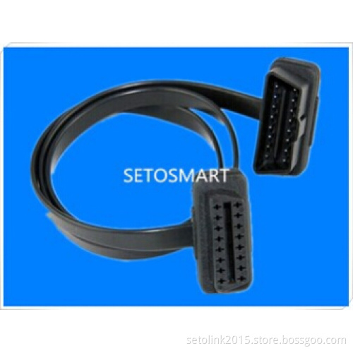 Flat OBDII OBD2 16Pin ELM327 Male To Female Elbow Extension OBD 2 Auto Car Diagnostic Cable Connector Adapter
